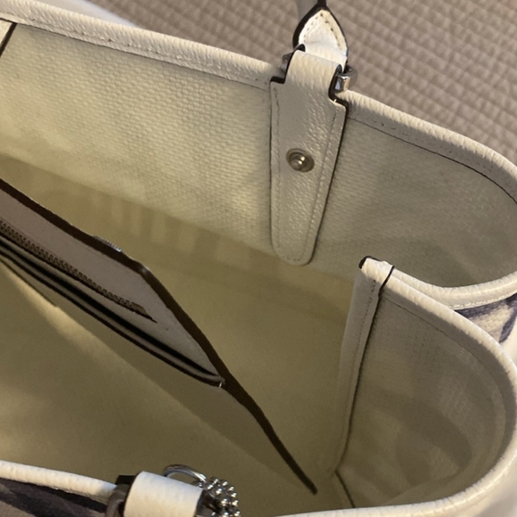 Coach Navy blue and white Gingham canvas purse - Picture 4 of 7